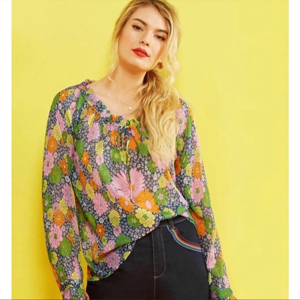 ModCloth Proven Groovy Sheer Blouse